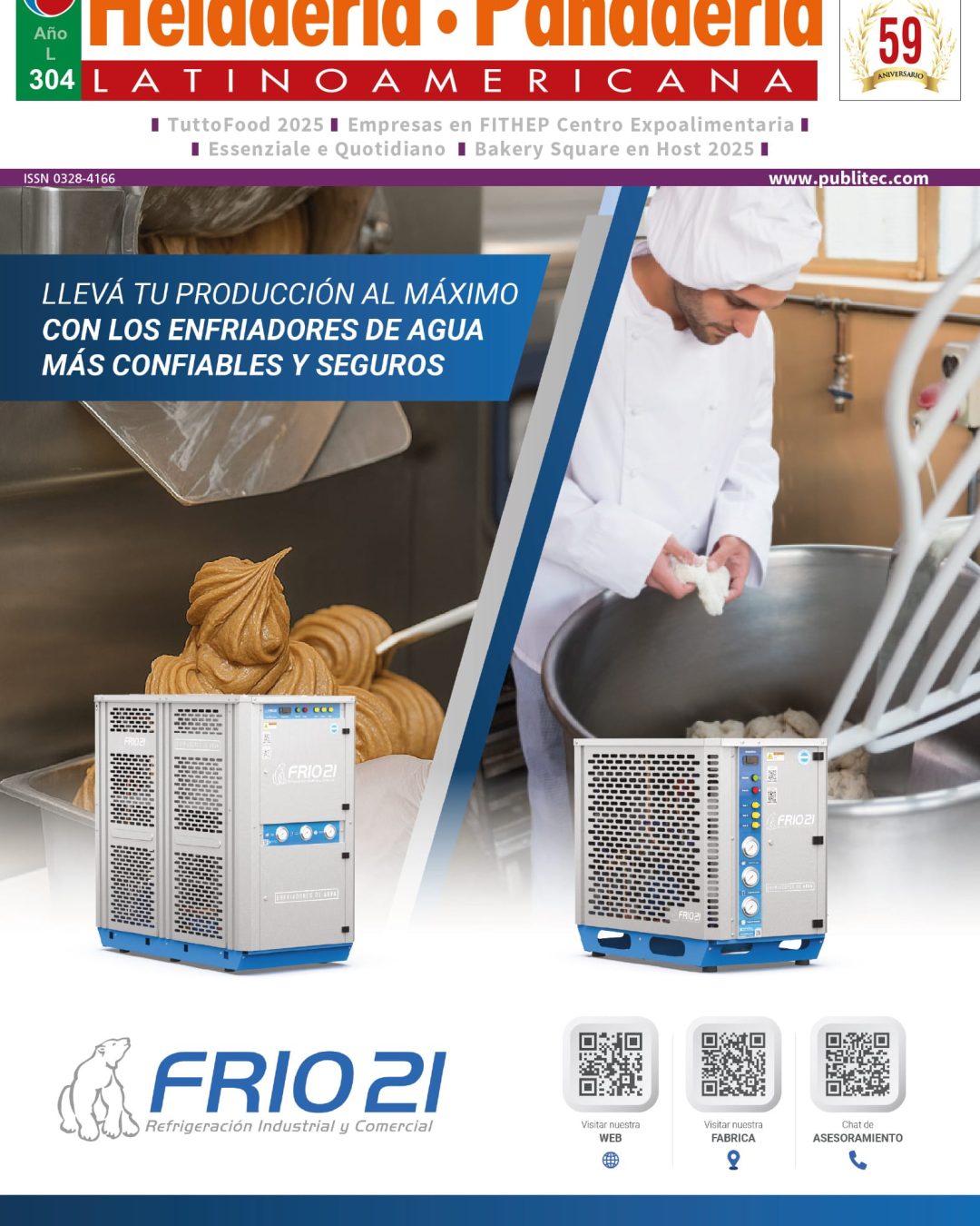 Tapa de revista HPL 304 donde Frio 21 presenta las soluciones de frio industrial y comercial para la industria alimenticia